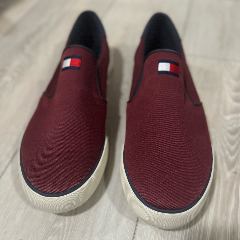 Size 13 - Tommy Hilfiger Men's Burgundy Slip-On Loafers